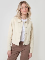 Threadbare Cream Denim Jacket with Patch Pockets - Image 4 of 5