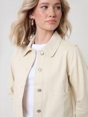 Threadbare Cream Denim Jacket with Patch Pockets - Image 5 of 5