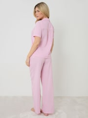 Threadbare Pink Check Short Sleeve Button Up Pyjama Set - Image 3 of 4
