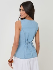 Threadbare Light Wash Denim Longline Waistcoat - Image 2 of 4