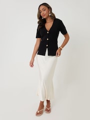 Threadbare Black V-Neck Compact Knitted Top - Image 3 of 4