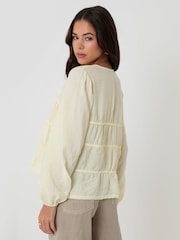Threadbare Yellow Long Sleeve Tie Front Blouse - Image 3 of 5