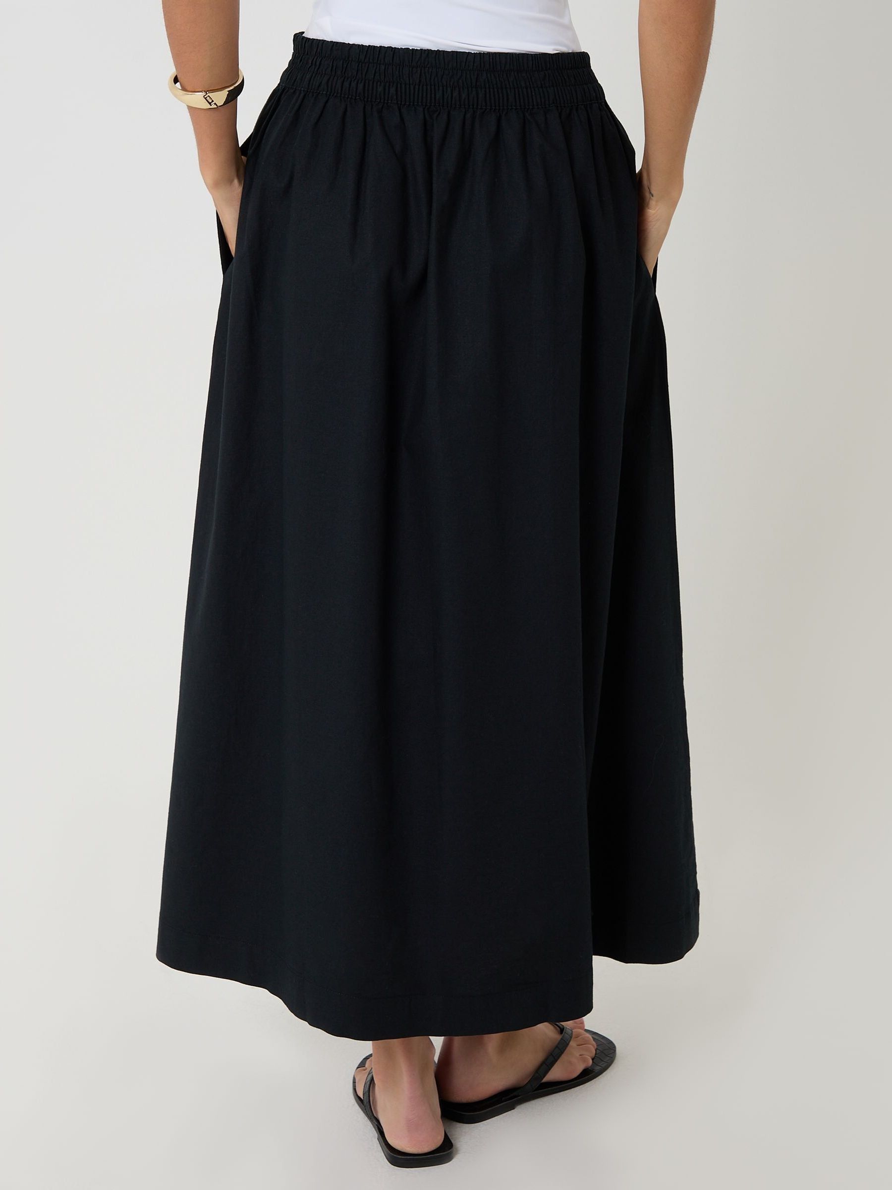 Buy Threadbare Black Linen Blend Gathered Midaxi Skirt from Next