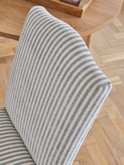 Set of 2 Chenille Stripe Slate Blue Oak Effect Leg Malvern Non Buttoned Dining Chairs - Image 2 of 7