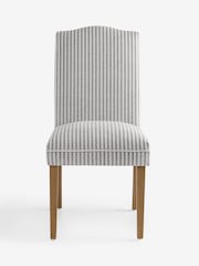 Set of 2 Chenille Stripe Slate Blue Oak Effect Leg Malvern Non Buttoned Dining Chairs - Image 3 of 7