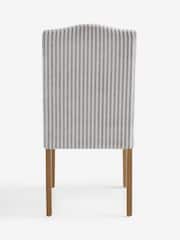 Set of 2 Chenille Stripe Slate Blue Oak Effect Leg Malvern Non Buttoned Dining Chairs - Image 7 of 7