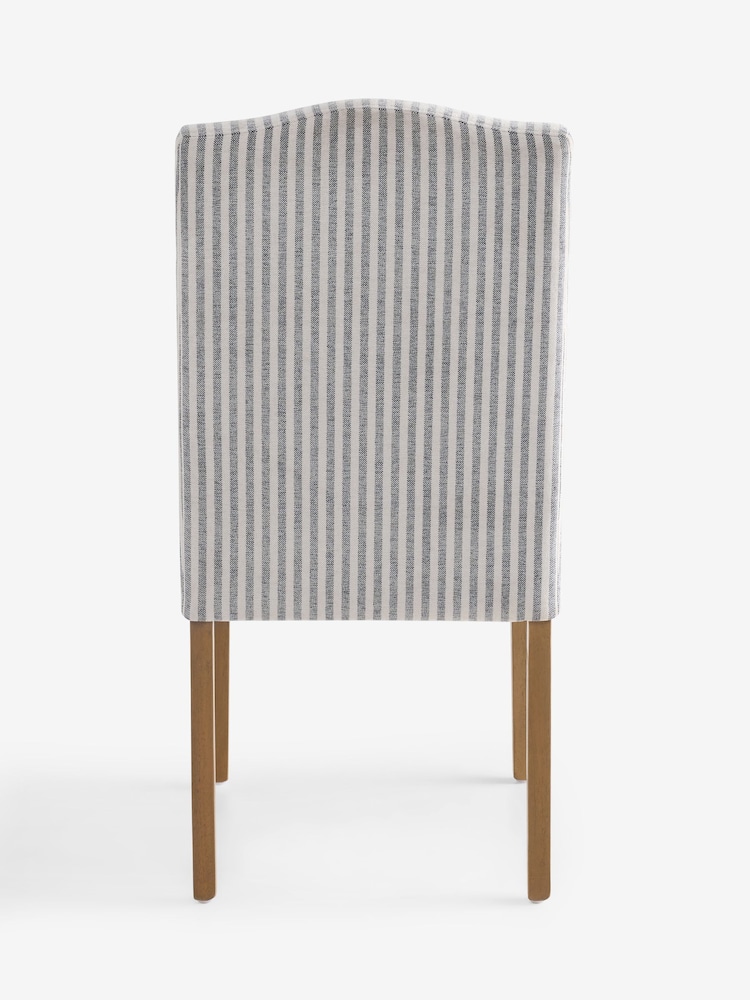 Set of 2 Chenille Stripe Slate Blue Oak Effect Leg Malvern Non Buttoned Dining Chairs - Image 7 of 7 Set of 2 Chenille Stripe Slate Blue Oak Effect Leg Malvern Non Buttoned Dining Chairs - Image 7 of 7