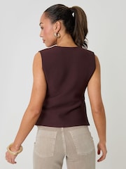 Threadbare Brown V-Neck Knitted Wrap Waistcoat - Image 2 of 4