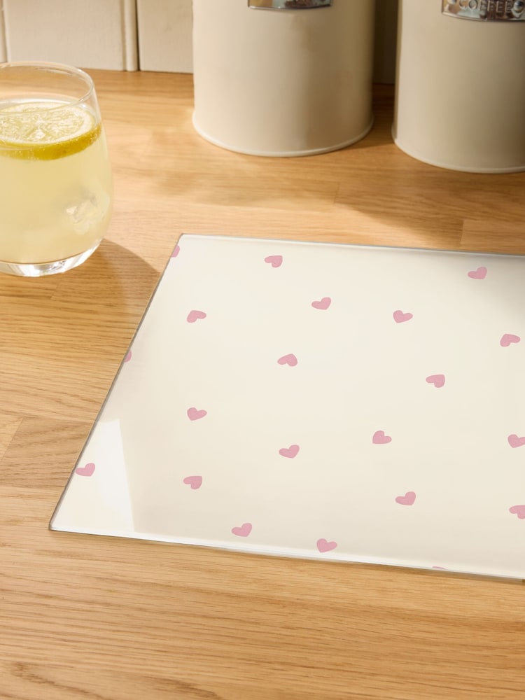 Pink Hearts Glass Worktop Saver - Image 2 of 3
