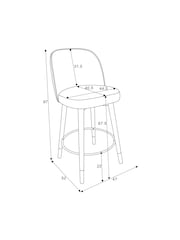 Opulent Chenille Dark Blue Dark Wood Leg Valencia Bar Stool - Image 4 of 7