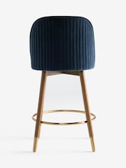 Opulent Chenille Dark Blue Dark Wood Leg Valencia Bar Stool - Image 6 of 7