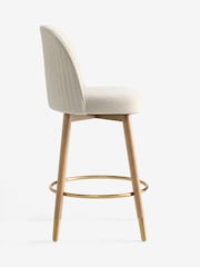Relaxed Linen Look Pebble Light Wood Leg Valencia Bar Stool - Image 6 of 9