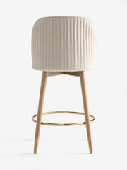 Relaxed Linen Look Pebble Light Wood Leg Valencia Bar Stool - Image 7 of 9