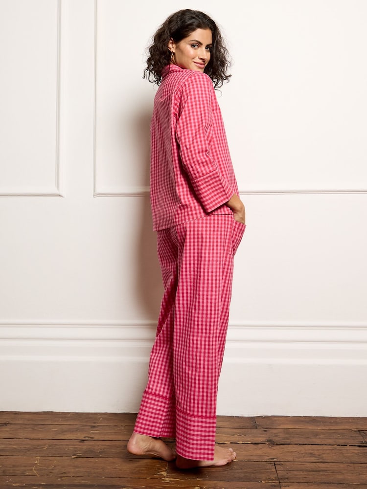 Their Nibs Pink Cotton Boxy Pyjamas Gingham - Image 2 of 3 Their Nibs Pink Cotton Boxy Pyjamas Gingham - Image 2 of 3