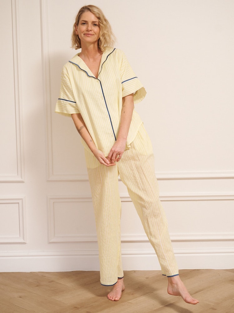 Their Nibs Gauze Oversize Ticking Stripe Pyjamas - 画像 1 / 4