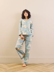 Their Nibs Blue Cotton Traditional Pyjamas Cloudy Skies - Image 1 of 4