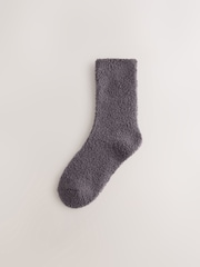 Grey Leopard Print Cosy Ankle Socks 2 Pack - Image 3 of 5