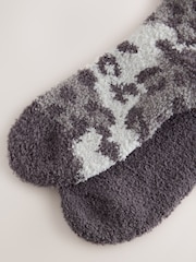 Grey Leopard Print Cosy Ankle Socks 2 Pack - Image 5 of 5
