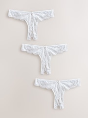 White Crotchless Thong Lace Knickers 3 Pack - Image 1 of 4