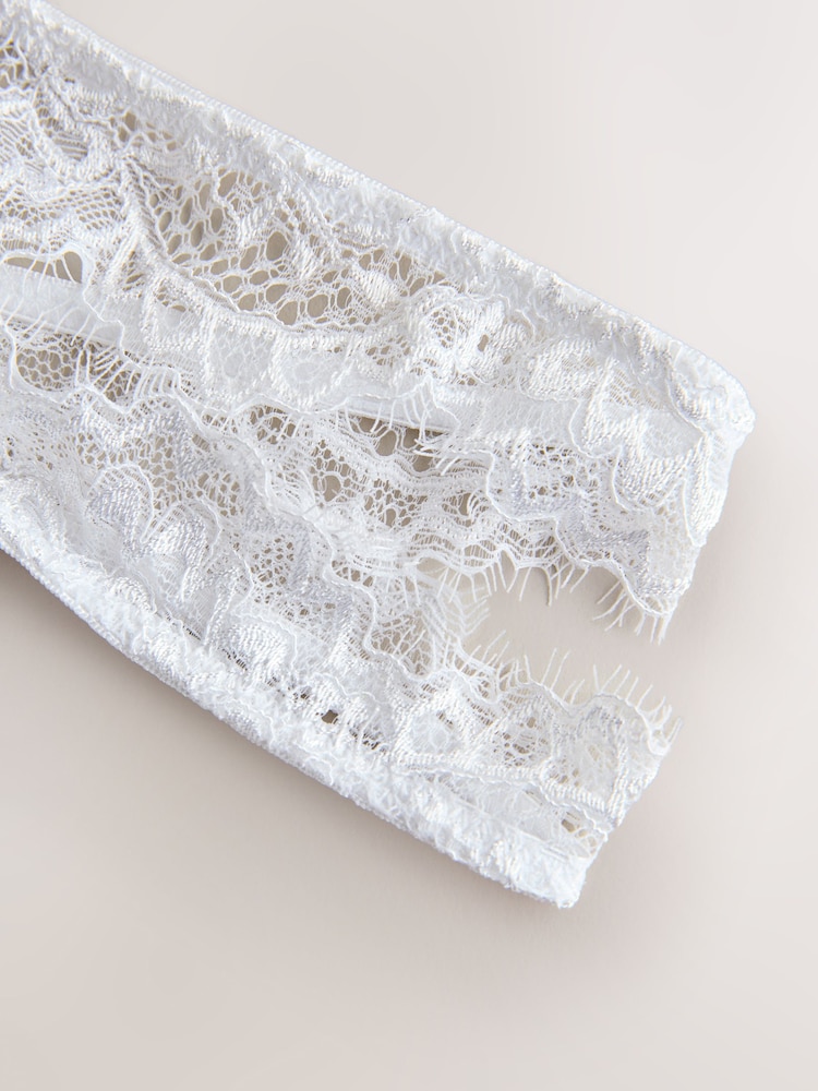 White Crotchless Thong Lace Knickers 3 Pack - Image 4 of 4