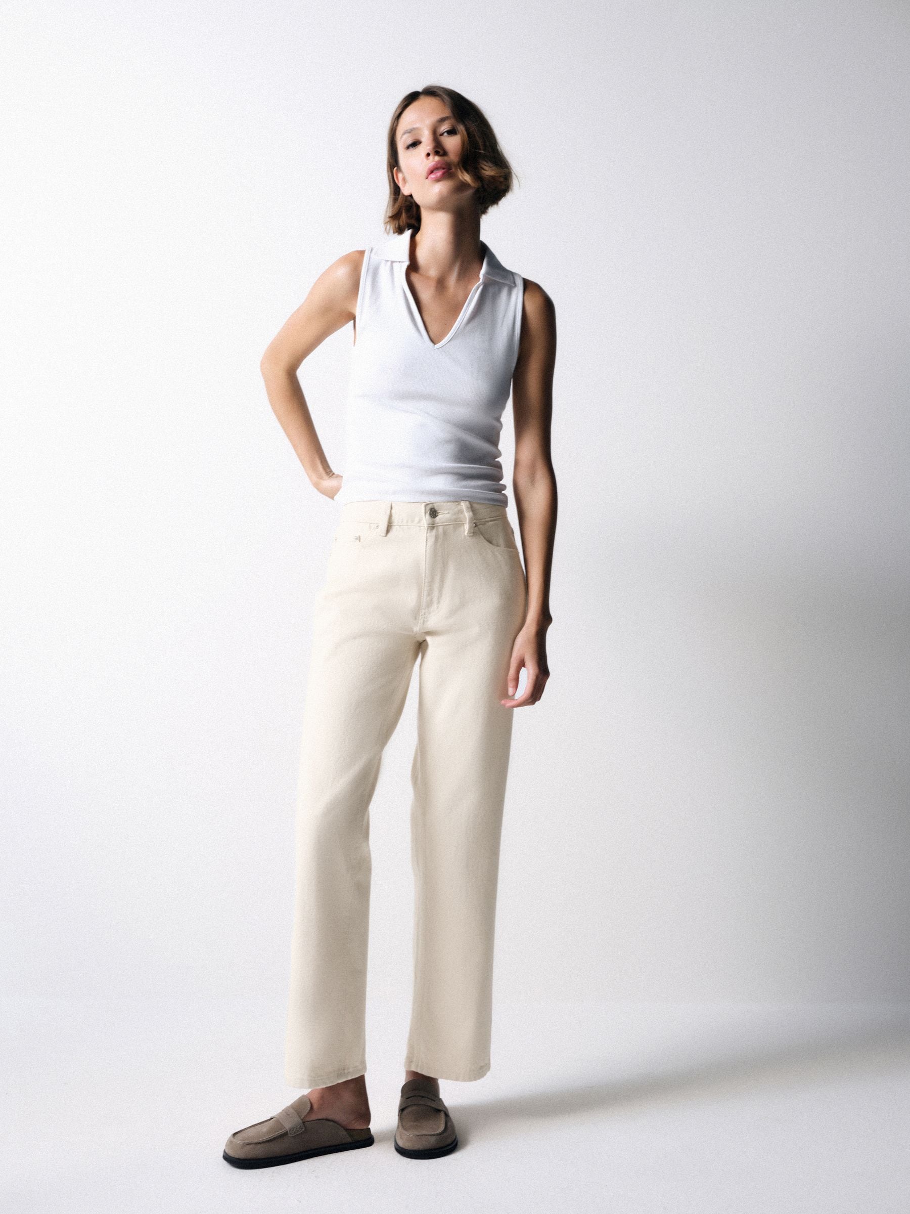 Buy The Set 90's Straight Leg Jeans Cream from Next Japan
