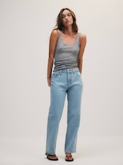 The Set 90's Straight Leg Jeans Pale Blue Bleach - Image 4 of 9