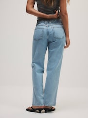 The Set 90's Straight Leg Jeans Pale Blue Bleach - Image 6 of 9