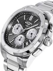 Rotary Silver Tone Apex 100 Chronograph Black Dial Stainless Steel Tone Bracelet Watch - Image 2 of 5
