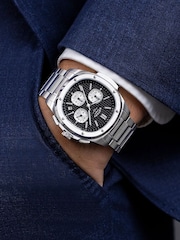 Rotary Silver Tone Apex 100 Chronograph Black Dial Stainless Steel Tone Bracelet Watch - Image 3 of 5