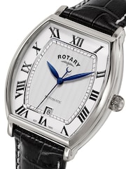 Rotary Black Automatic Stainless Steel Black Leather Strap Watch - Image 2 of 4