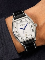 Rotary Black Automatic Stainless Steel Black Leather Strap Watch - Image 3 of 4