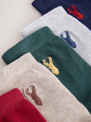 Multi Stag Embroidered Cotton Rich Socks 7 Pack - Image 2 of 3