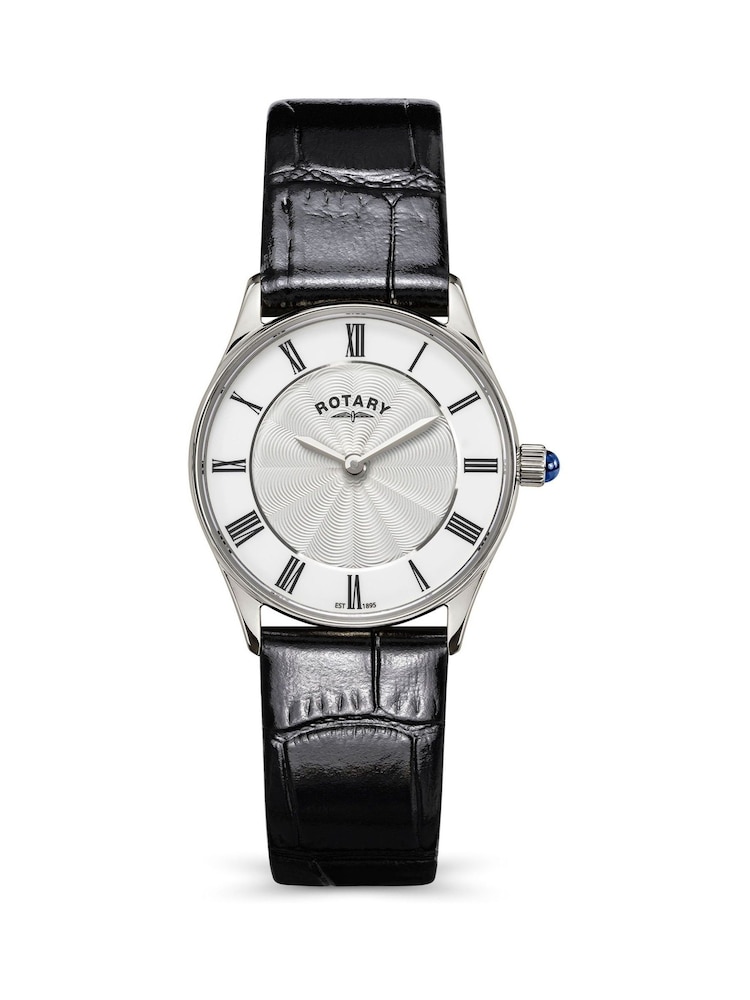 Rotary Black Heritage Stainless Steel Black Leather Strap Watch - Image 1 of 4 Rotary Black Heritage Stainless Steel Black Leather Strap Watch - Image 1 of 4