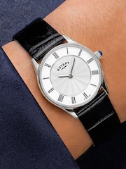 Rotary Black Heritage Stainless Steel Black Leather Strap Watch - Image 3 of 4