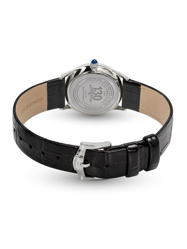 Rotary Black Heritage Stainless Steel Black Leather Strap Watch - Image 4 of 4 Rotary Black Heritage Stainless Steel Black Leather Strap Watch - Image 4 of 4