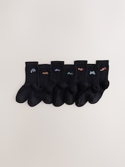 Black Vehicle Embroidered Cotton Rich Socks 7 Pack - Image 1 of 3