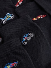 Black Vehicle Embroidered Cotton Rich Socks 7 Pack - Image 2 of 3