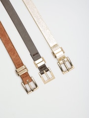 Choc, Animal and Gold Skinny Belts 3 Pack - Image 5 of 6
