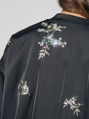Black Satin Bomber Jacket Cover-Up - Image 6 of 10