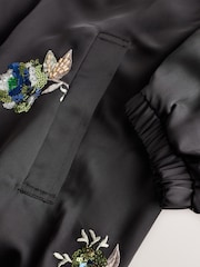 Black Satin Bomber Jacket Cover-Up - Image 9 of 10