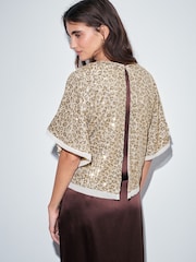 Gold Sequin Cape Top - Image 1 of 7