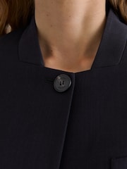 Reiss Navy Gia Wool-Blend Collarless Jacket - Image 6 of 8