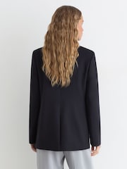 Reiss Navy Gia Wool-Blend Collarless Jacket - Image 7 of 8