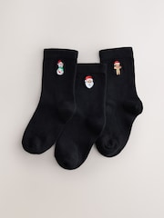 Negro - Pack de 3 pares de calcetines navideños de alto contenido en algodón - Imagen 1 de 3