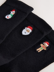 Negro - Pack de 3 pares de calcetines navideños de alto contenido en algodón - Imagen 2 de 3