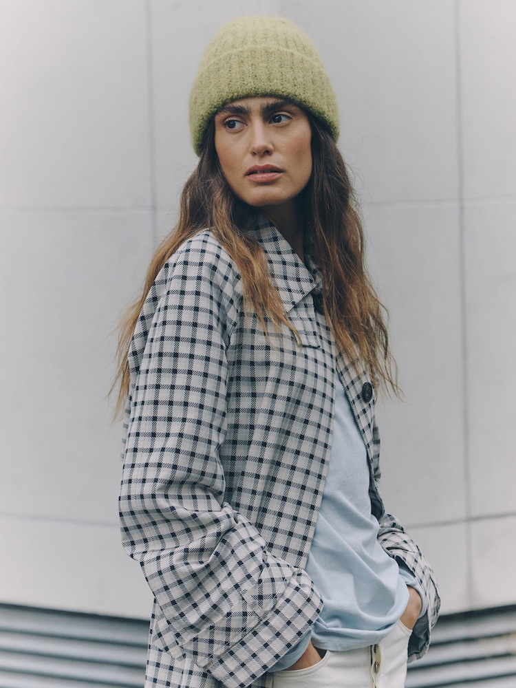 Green Ribbed Beanie Hat - Image 1 of 3