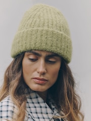 Green Ribbed Beanie Hat - Image 3 of 3