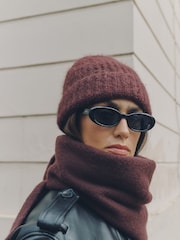 Chocolate Brown Ribbed Beanie Hat - Image 3 of 3