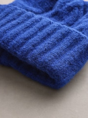 Cobalt Blue Cable Knitted Beanie Hat - Image 4 of 5