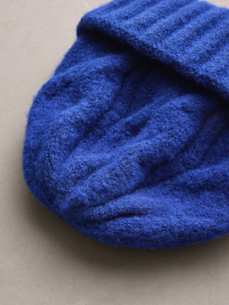 Cobalt Blue Cable Knitted Beanie Hat - Image 5 of 5 Cobalt Blue Cable Knitted Beanie Hat - Image 5 of 5